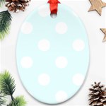 Polka Dots - White on Bubbles Cyan Ornament (Oval)