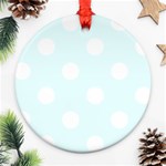Polka Dots - White on Bubbles Cyan Ornament (Round)