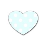 Polka Dots - White on Bubbles Cyan Heart Coaster (4 pack)