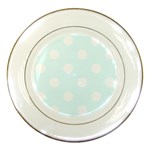 Polka Dots - White on Bubbles Cyan Porcelain Plate