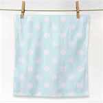 Polka Dots - White on Bubbles Cyan Face Towel