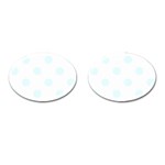 Polka Dots - Bubbles Cyan on White Cufflinks (Oval)