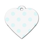 Polka Dots - Bubbles Cyan on White Dog Tag Heart (One Side)