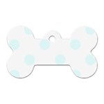 Polka Dots - Bubbles Cyan on White Dog Tag Bone (One Side)