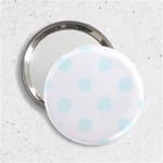 Polka Dots - Bubbles Cyan on White 2.25  Handbag Mirror