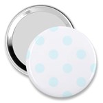 Polka Dots - Bubbles Cyan on White 3  Handbag Mirror