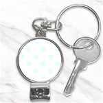 Polka Dots - Bubbles Cyan on White Nail Clippers Key Chain