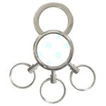 Polka Dots - Bubbles Cyan on White 3-Ring Key Chain