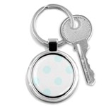 Polka Dots - Bubbles Cyan on White Key Chain (Round)