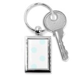 Polka Dots - Bubbles Cyan on White Key Chain (Rectangle)