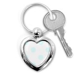 Polka Dots - Bubbles Cyan on White Key Chain (Heart)