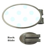 Polka Dots - Bubbles Cyan on White Money Clip (Oval)