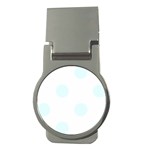 Polka Dots - Bubbles Cyan on White Money Clip (Round)