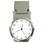 Polka Dots - Bubbles Cyan on White Money Clip Watch
