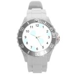 Polka Dots - Bubbles Cyan on White Round Plastic Sport Watch (L)