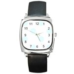 Polka Dots - Bubbles Cyan on White Square Metal Watch