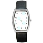Polka Dots - Bubbles Cyan on White Barrel Style Metal Watch