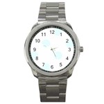 Polka Dots - Bubbles Cyan on White Sport Metal Watch