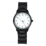 Polka Dots - Bubbles Cyan on White Stainless Steel Round Watch