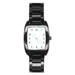 Polka Dots - Bubbles Cyan on White Stainless Steel Barrel Watch