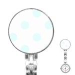 Polka Dots - Bubbles Cyan on White Stainless Steel Nurses Watch