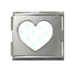 Polka Dots - Bubbles Cyan on White Mega Link Heart Italian Charm (18mm)