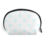 Polka Dots - Bubbles Cyan on White Accessory Pouch (Large)