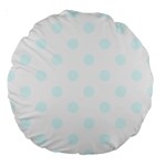 Polka Dots - Bubbles Cyan on White Large 18  Premium Round Cushion