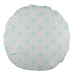 Polka Dots - Bubbles Cyan on White Large 18  Premium Flano Round Cushion