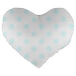 Polka Dots - Bubbles Cyan on White Large 19  Premium Heart Shape Cushion