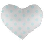 Polka Dots - Bubbles Cyan on White Large 19  Premium Flano Heart Shape Cushion