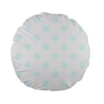 Polka Dots - Bubbles Cyan on White Standard 15  Premium Round Cushion