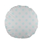 Polka Dots - Bubbles Cyan on White Standard 15  Premium Flano Round Cushion