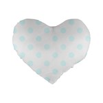 Polka Dots - Bubbles Cyan on White Standard 16  Premium Heart Shape Cushion