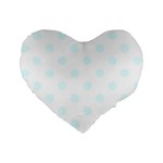 Polka Dots - Bubbles Cyan on White Standard 16  Premium Flano Heart Shape Cushion