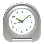 Polka Dots - Bubbles Cyan on White Desk Alarm Clock