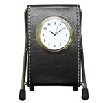 Polka Dots - Bubbles Cyan on White Pen Holder Desk Clock