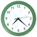 Polka Dots - Bubbles Cyan on White Color Wall Clock
