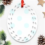 Polka Dots - Bubbles Cyan on White Oval Filigree Ornament (Two Sides)