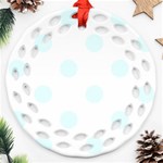 Polka Dots - Bubbles Cyan on White Ornament (Round Filigree)