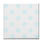 Polka Dots - Bubbles Cyan on White Tile Coaster