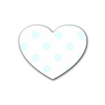 Polka Dots - Bubbles Cyan on White Rubber Coaster (Heart)
