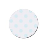 Polka Dots - Bubbles Cyan on White Rubber Coaster (Round)
