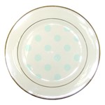 Polka Dots - Bubbles Cyan on White Porcelain Plate