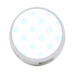 Polka Dots - Bubbles Cyan on White 4-Port USB Hub (One Side)