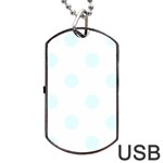 Polka Dots - Bubbles Cyan on White Dog Tag USB Flash (One Side)