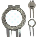 Polka Dots - Bubbles Cyan on White 3-in-1 Golf Divot