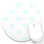 Polka Dots - Bubbles Cyan on White Round Mousepad