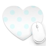 Polka Dots - Bubbles Cyan on White Heart Mousepad