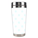 Polka Dots - Bubbles Cyan on White Stainless Steel Travel Tumbler